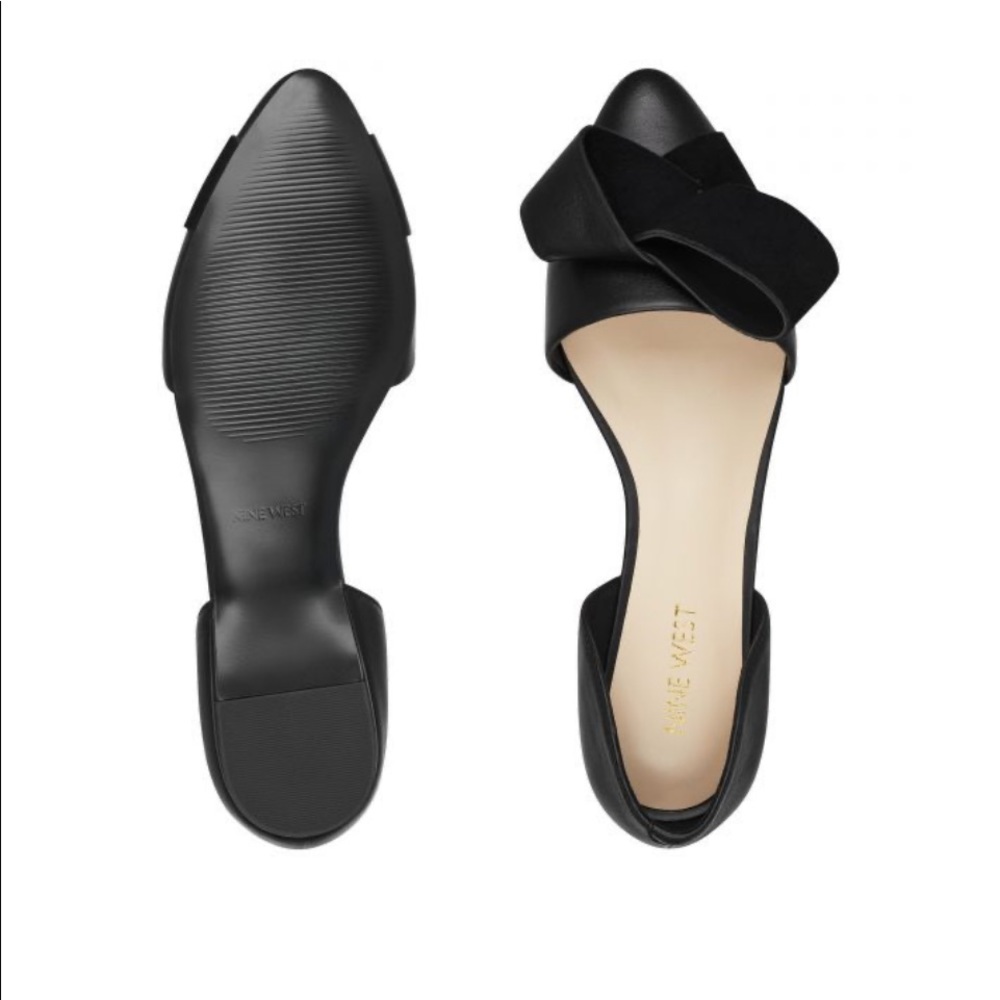 Nine West bow flats black sz 8, leather. NWT